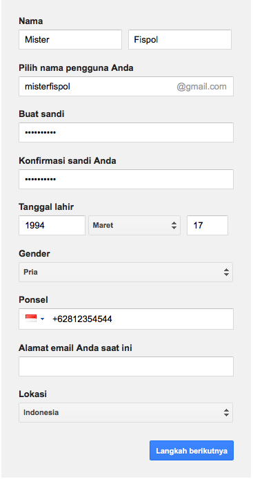 Formulir Cara Membuat Email Gmail