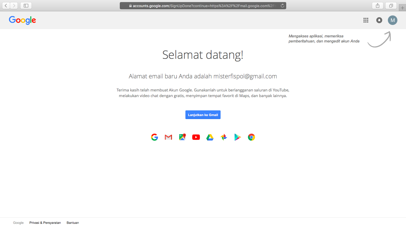 Setelah berhasil buat akun email