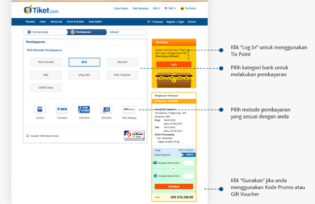 Metode Pembayaran Tiket.com