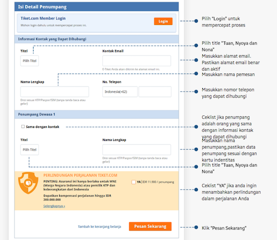informasi pemesan dan penumpang pesawat tiket.com