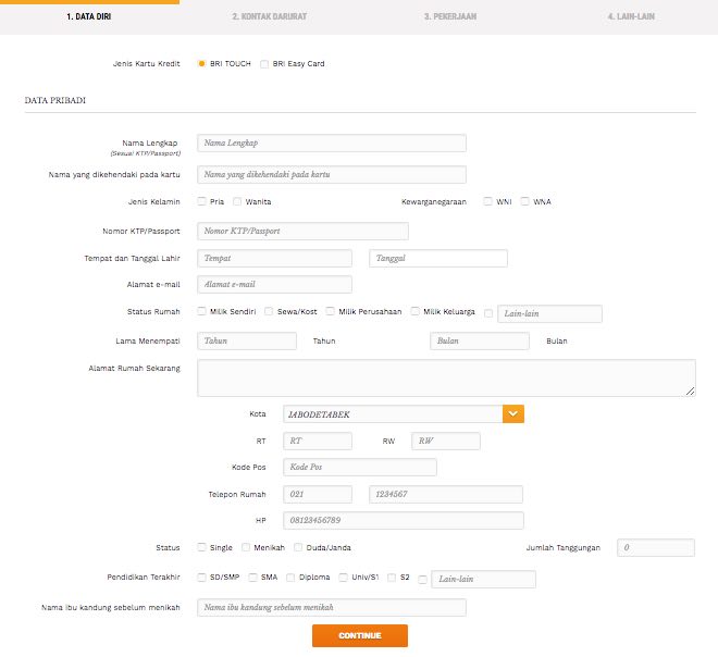 Formulir Online Kartu Kredit BRI