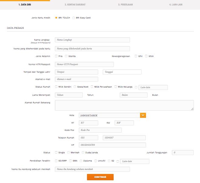Formulir Online Kartu Kredit BRI