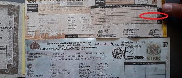 Biaya pengesahan Surat tanda nomor kendaraan dihapus